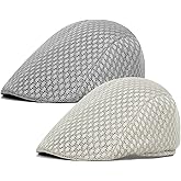 Xinveen 2 Pack Men's Mesh Cap Breathable Summer Newsboy Hat Beret Ivy Cap Irish Hiking Fisherman Hats