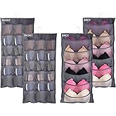 Ymemok 2Pcs Hanging Mesh Pockets Dual-Sided Closet Organizer for Underwear,Bra,Socks,Accessories with Hanger,Total 48 Pockets Grey