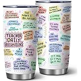 Teacher Daily Affirmations Tumbler,20 Oz Insulated Stainless Steel Iced Coffee Tumbler with Lid,Funny Travel Coffee Mug Cup Water Bottle,Teacher Appreciation Gift from Student for Teachers,Women,1 Pcs