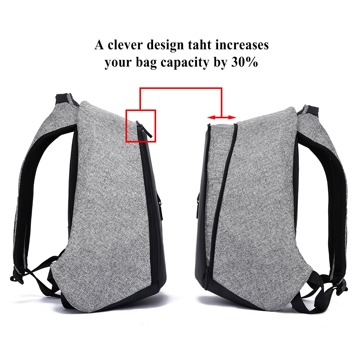 Anti-Theft Laptop Backpack Water Resistant College Backpack School Bag Business Bag with USB Charging Port for 15.6 Inch Laptop Notebook Travel Backpack (Black and Grey)