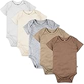 HonestBaby baby-boys 5-pack Short Sleeve Bodysuits One-piece 100% Organic Cotton for Infant Baby Boys