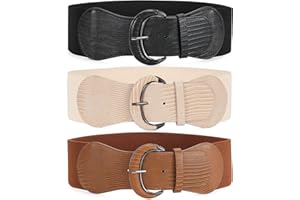 WHIPPY 3 Pack 4 Pack Women Wide Elastic Waist Belt Vintage Stretchy Belt Waistband for Ladies Dresses