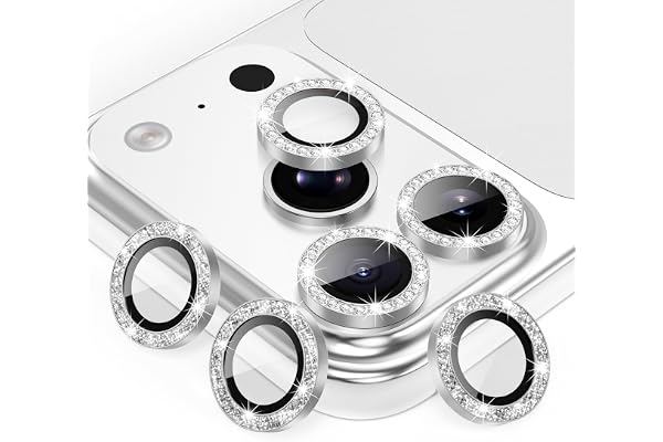 AGVEE 3+3 6 Pack for iPhone 17 Pro 6.3" / 17 Pro Max 6.9" Camera Lens Protector, Bling Diamond & Bling Glitter Metal Ring 9H