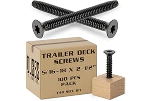 DUBBS HARDWARE 5/16-18 x 2-1/2'' - 100 pcs Trailer Deck Screws - Flat Head, Type F, Star Drive T-40, Torx for Wood & Metal - Self-Tapping Screws x 100 Pcs