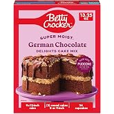 Betty Crocker Delights Super Moist German Chocolate Cake Mix, 13.25 oz | Pudding In The Mix For Moist Texture, Doubles As Cupcake Mix, America's #1 Cake Mix Brand