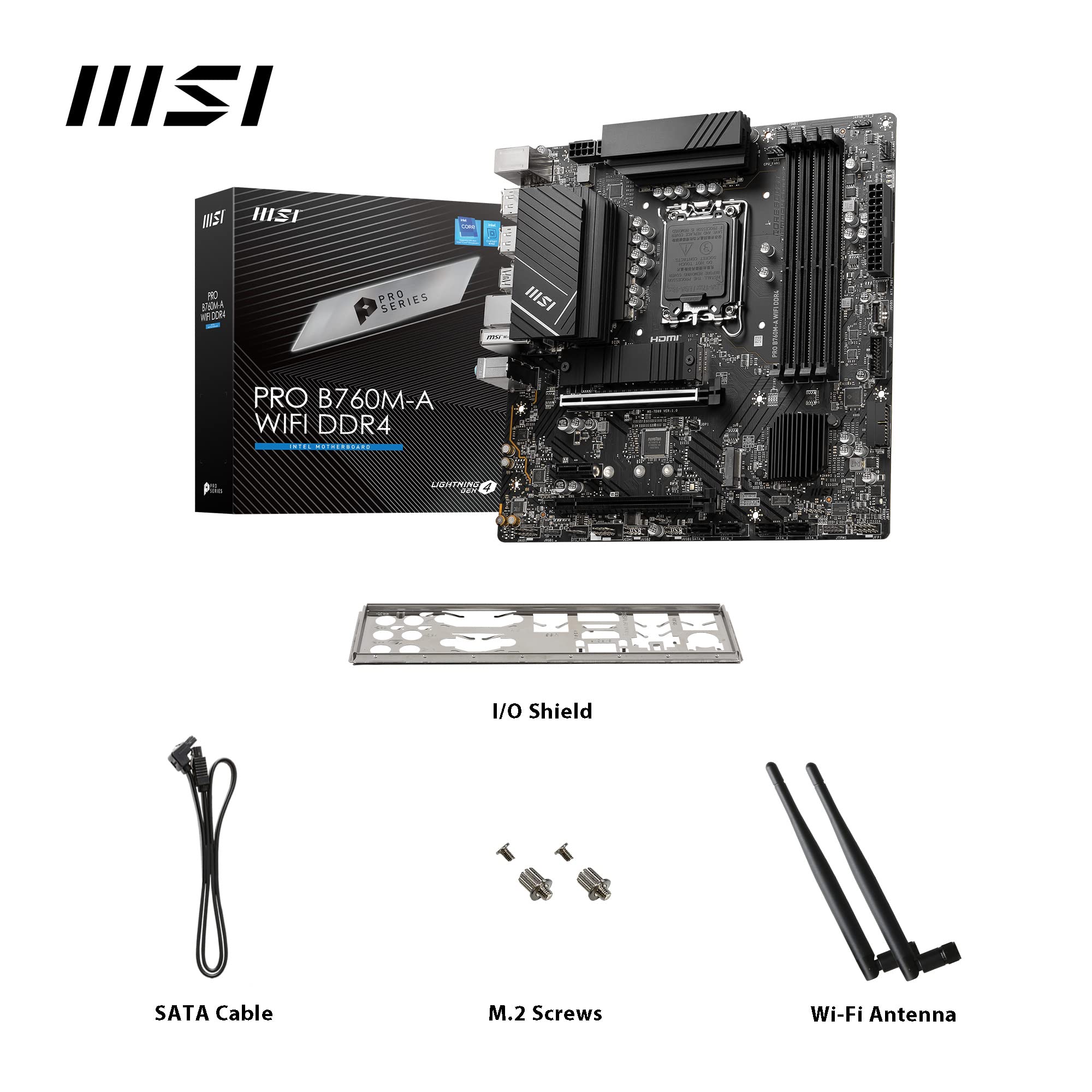 Msi Pro B760M-A Wifi Ddr4 Motherboard, Micro-Atx - Supports Intel 14Th, 13Th &Amp; 12Th Gen Core Processors, Lga 1700 - Ddr4 Memory Boost 5333+Mhz/Oc, Pcie 4.0 X16, M.2 Gen4 Slots, 2.5G Lan, Wi-Fi 6E - View 7