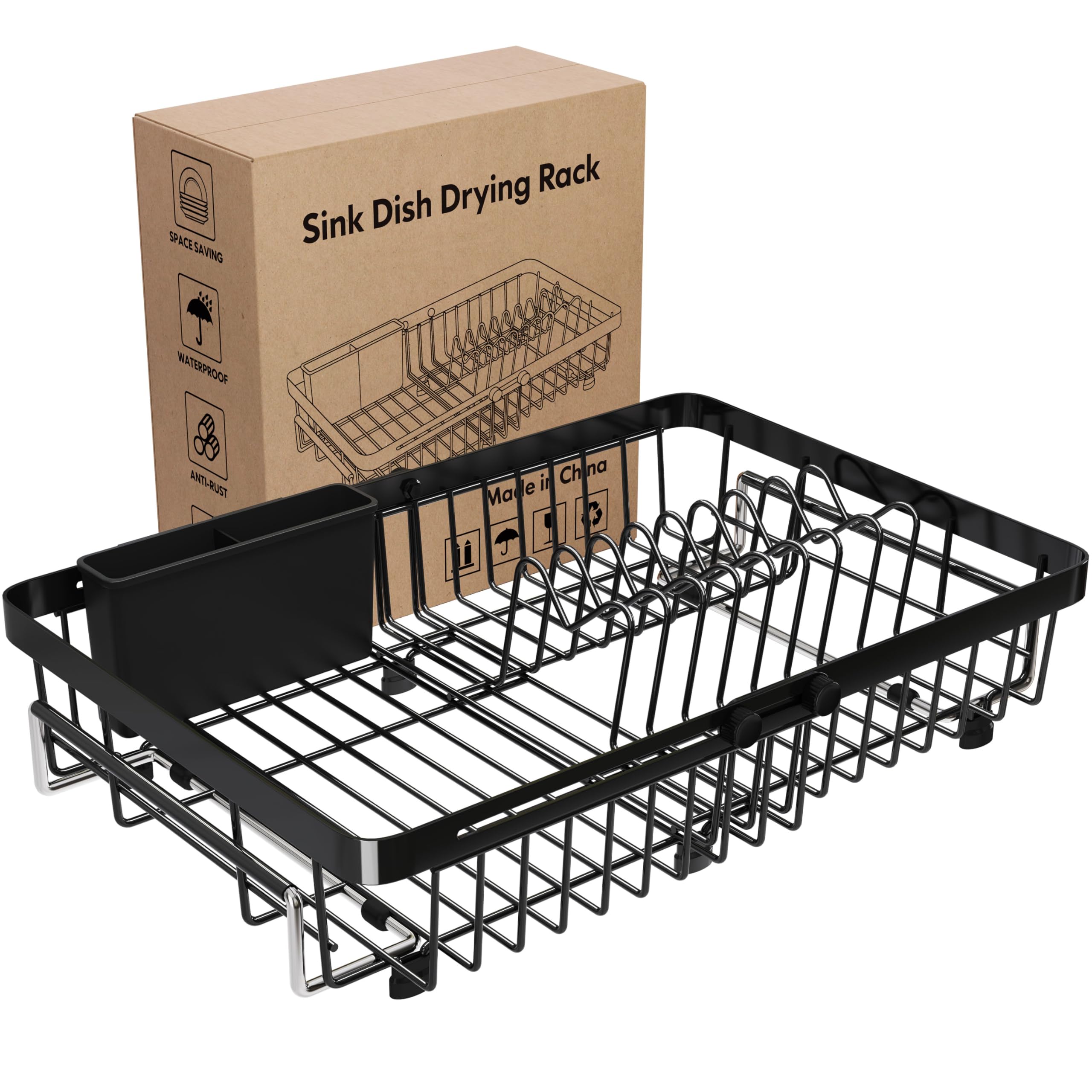 Photo 1 of Small Expandable Over The Sink Dish Drying Rack Drainer In Stainless Steel Metal For Kitchen, Counter Space Saving Compact Above Plate Dryer Strainer, Adjustable Hanging Inside Sink Wire Drain Holder