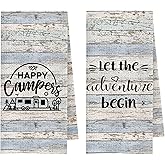 ChenCraty Camping Kitchen Towels, Gifts for Camping Lovers Dish Tea Towel for Kitchen Decor, Camper Gifts for Women Men Decorative Hand Towels for Bathroom, 16x24 Inches Set of 2