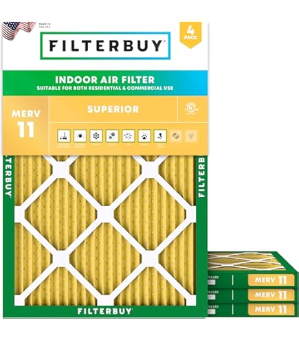 Filterbuy 16.38 In. X 21.5 In. X 1 In. MERV 8  FPR 5  Dust Defense Pleated Hvac Ac Furnace Air Filters Replacement 3 Pack Afb16 38x21 5x1m8apk3