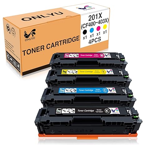 ONLYU 4-Pack kompatibel HP 201 201X CF400X CF401X CF402X CF403X Tonerkartusche für HP Color LaserJet Pro MFP M277dw M277n M25