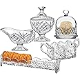 Godinger Serving Hostess Set - Butter Dish, Sugar and Creamer, Packet Holder, Cracker Tray - 5 Piece Set, Dublin Collection