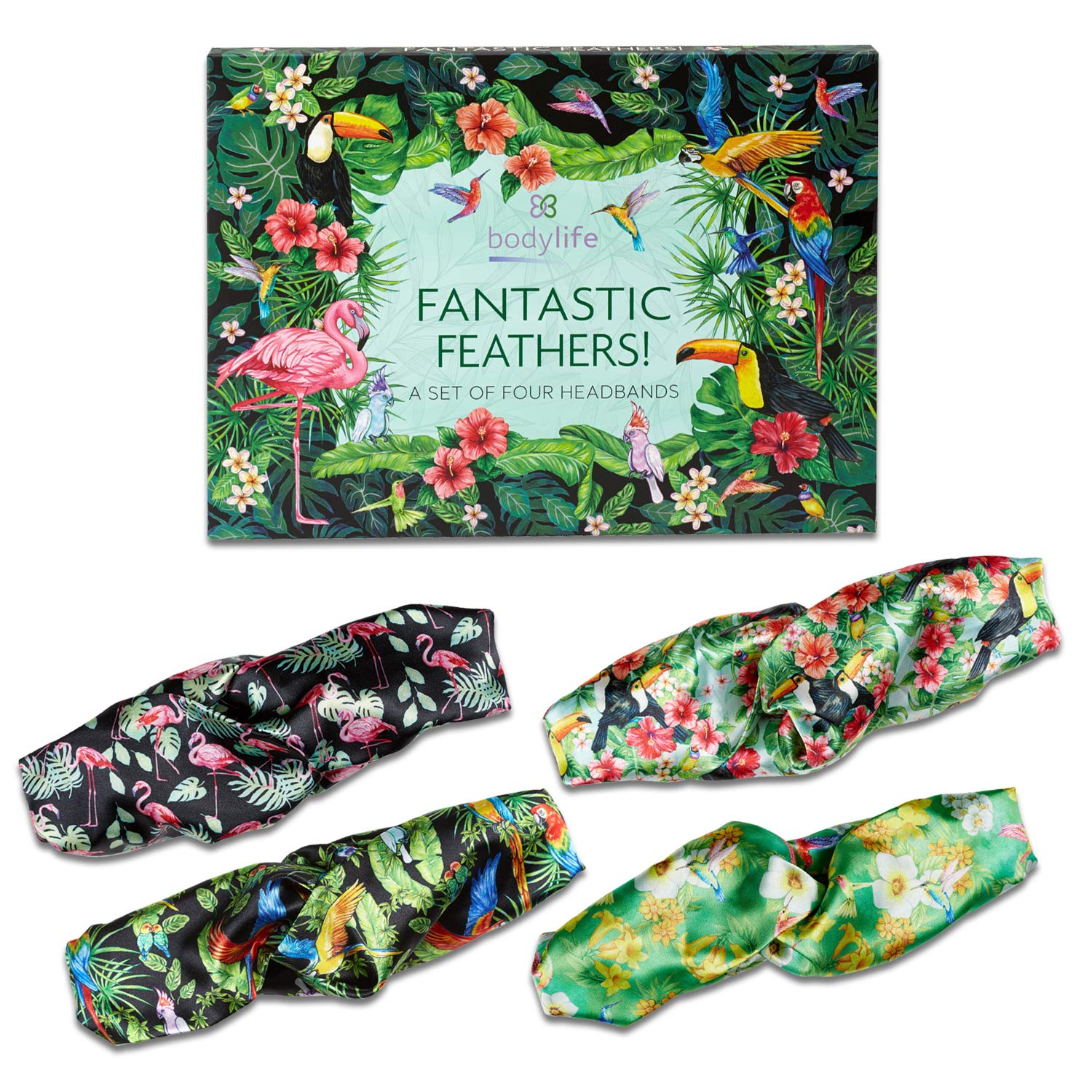 Bodylife Headbands Four Pack Faux Silk Fantastic Feathers