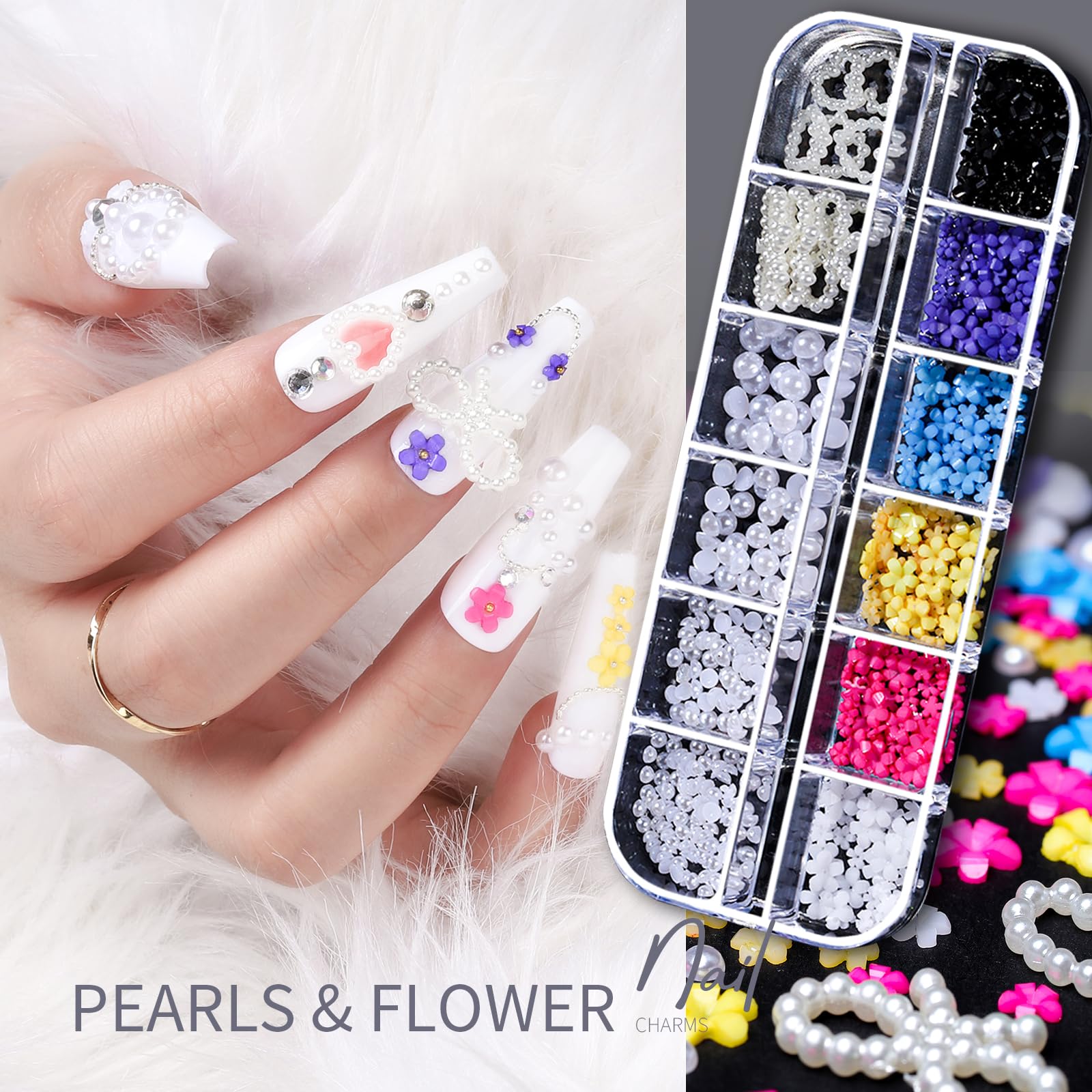 Teenitor Nail Charms Nail Art Kit with 15 Sheets Gold Nail Stickers, 6 Boxes of Nail Gems Nail Art Tools Nail Rhinestones for Nails, Nail Supplies 3D Nail Charms and Gems Nail Decals Nail Pearls - Image 5