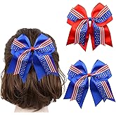 4th of July Hair Bow for Women Fourth of July Hair Accessories Patriotic Cheer Bow Elastic Scrunchies for Party in the USA Memorial Day Ponytail Holders Red White and Blue Bows Decorations