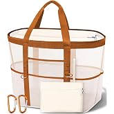 Stylish XX-Large Cruise Essentials Beach Bag for Women, Zip-Top 11-Pocket | 40L+ Spacious;Mesh &times; Canvas;Zipper Pouch;Secure Zip-Top;Sand-Resistant Base