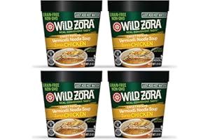 Wild Zora Chicken Noodle Soup Cup, 4 Pack, Paleo, AIP Friendly, Gluten-Free, Grain-Free Vermicelli Glass Noodles, Instant Ramen Style with Real Meat and Sweet Potatoes, Umami Flavor, Made in USA