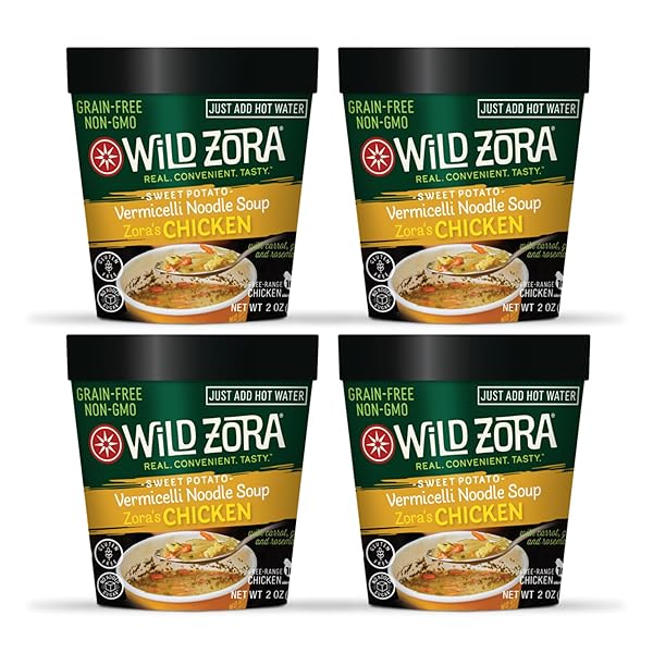 WILD ZORA CHICKEN NOODLE SOUP CUP, 4 PACK,...