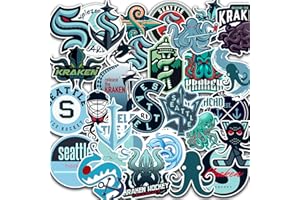 VISIONAIRE 30 PCS Kraken FanShop Stickers: Seattle Team Hockey Stickers for Water Bottle, Laptop, Skateboard, Bumper, Car, Bike - 2-2.5 inches