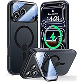 VOFATA [Upgraded Full Camera Protection] for iPhone 17 Pro Case with Camera Cover Stand [Fit for MagSafe][10FT Mil-Grade Protection] Translucent Magnetic iPhone 17 Pro Phone Case, Black