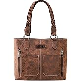 Wrangler Distressed Tote Bag for Women Western Purse Multi Pockets Handbags and Shoulder Bag