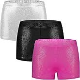 BYONEME Girls Dance Short for Gymnastics Athletic Shorts Sparkle Glitter Tumbling Bottoms