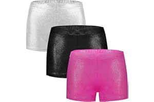 BYONEME Girls Dance Short for Gymnastics Athletic Shorts Sparkle Glitter Tumbling Bottoms