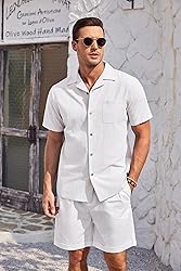 COOFANDY Mens Short Sleeve Button Down Shirts Linen