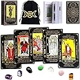 Fofeadm Tarot Cards Set with Guide Book/Linen Carry Bag/Chakra Stones, 78 Classic Original Tarot Cards Deck Fortune Telling Game with Meanings on Them for Beginners to Expert
