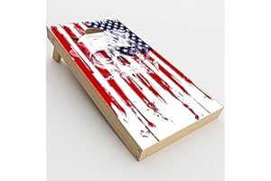 ITSASKIN1 Skin Decals Vinyl Wrap for Cornhole Game Board Bag Toss (2xpcs.) / U.S.A. Flag Skull Drip