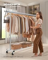 SONGMICS Clothes Rack on Wheels Heavy Duty 150 kg Extendable Rail 160-200 cm view 2