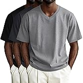 Evervibe 3 Pack Men's Big and Tall T-Shirts, V Neck Short Sleeve Tees Summer Shirts Basic Slim Fit Tops