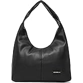 NEWBELLA Women's Hobo Shoulder Bag, Vegan Leather Wide Strap Hobo Purse, Lightweight Commute Tote Bag for Daily Work, Black