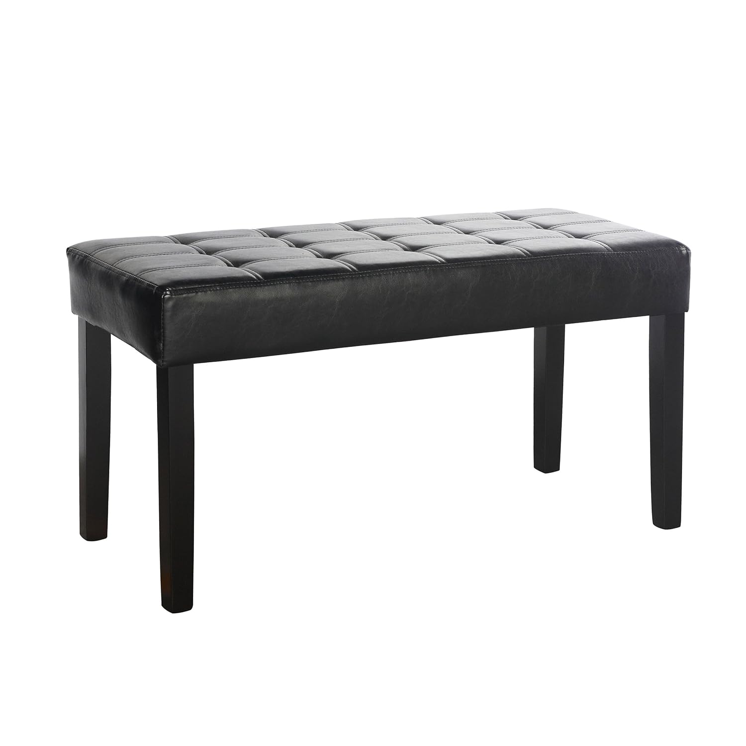 CorLiving LMY-100-O California 24 Panel Bench in Black Leatherette, Black
