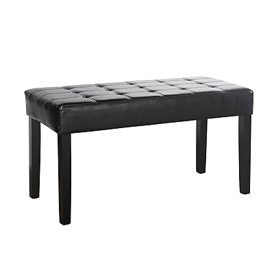 CorLiving California 24" Panel Bench in Black Leatherette