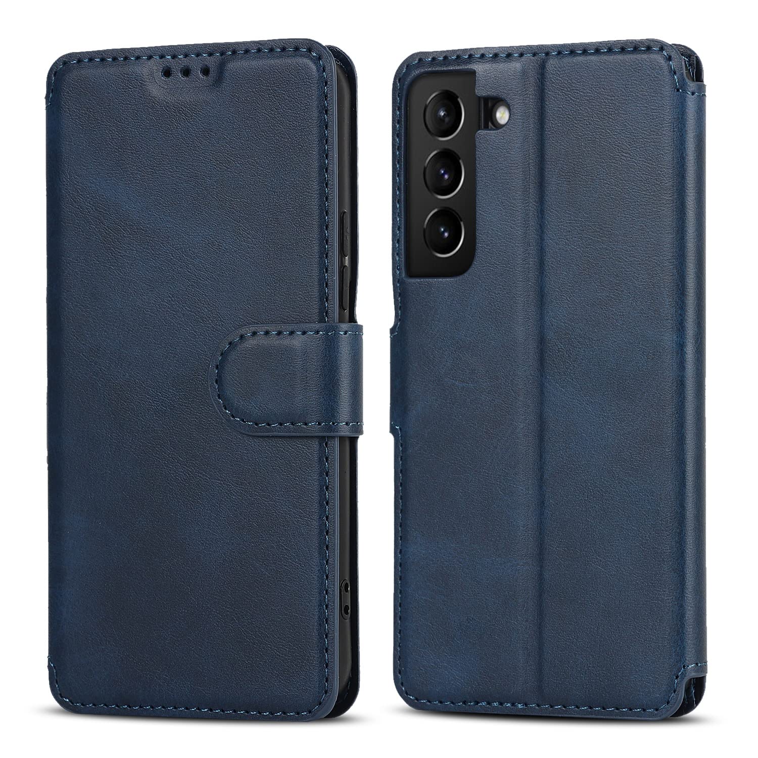 QLTYPRI Case for Samsung Galaxy A26 Premium PU Leather Simple Wallet Case Card Slots Kickstand Magnetic Closure Shockproof Flip Cover for Samsung Galaxy A26 - Blue