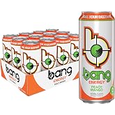 Bang Energy Peach Mango, Sugar-Free Energy Drink, 16-Ounce | Pack of 12