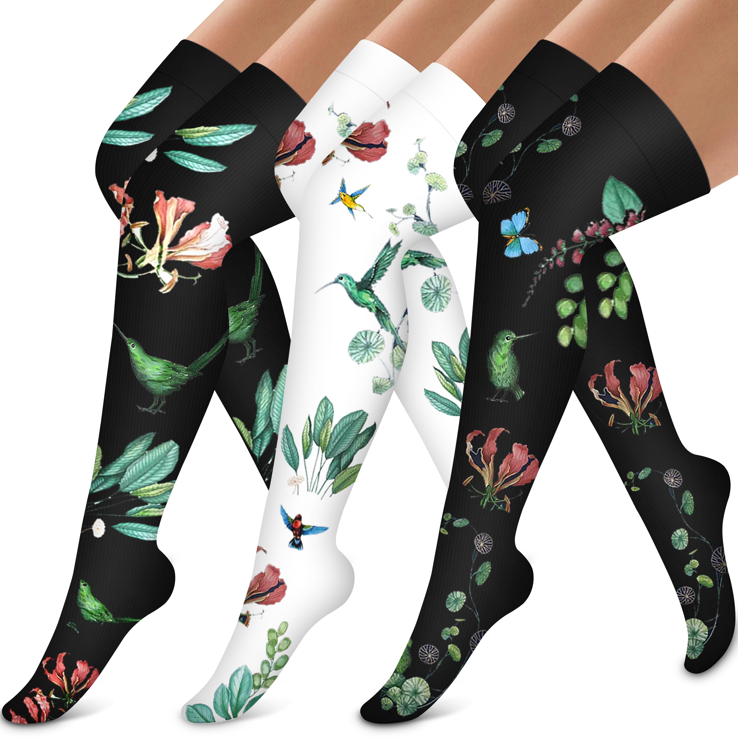 Photo 1 of Thigh High Compression Socks for Women and Men Circulation(3 Pairs) Over the Knee-Best Support for Running,Travel