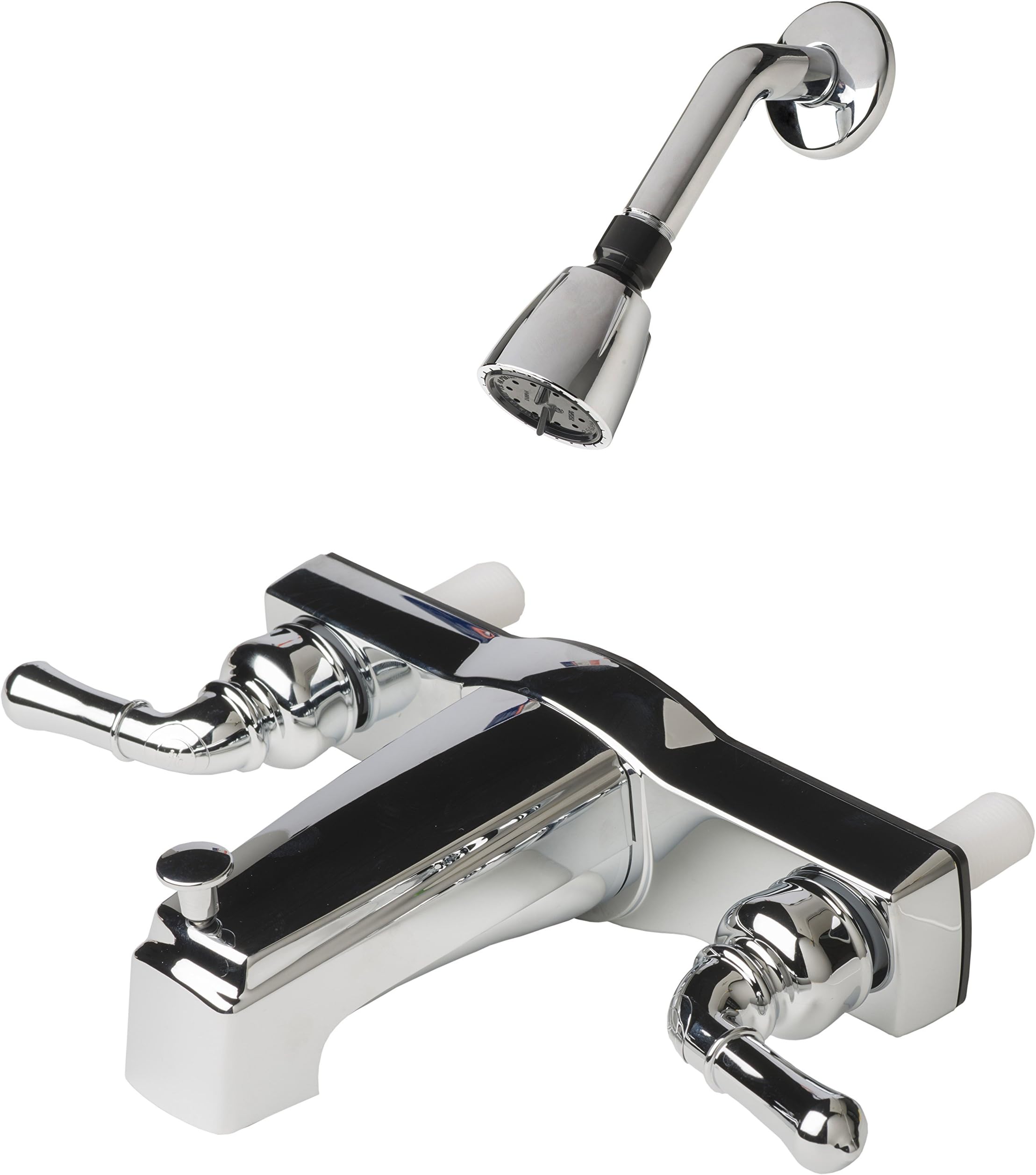 Laguna Brass 3310CP/4010CP Mobile Home Two Handle Non-Metallic 8" Tub Shower Diverter with Shower Head/Arm/Flange Chrome Finish