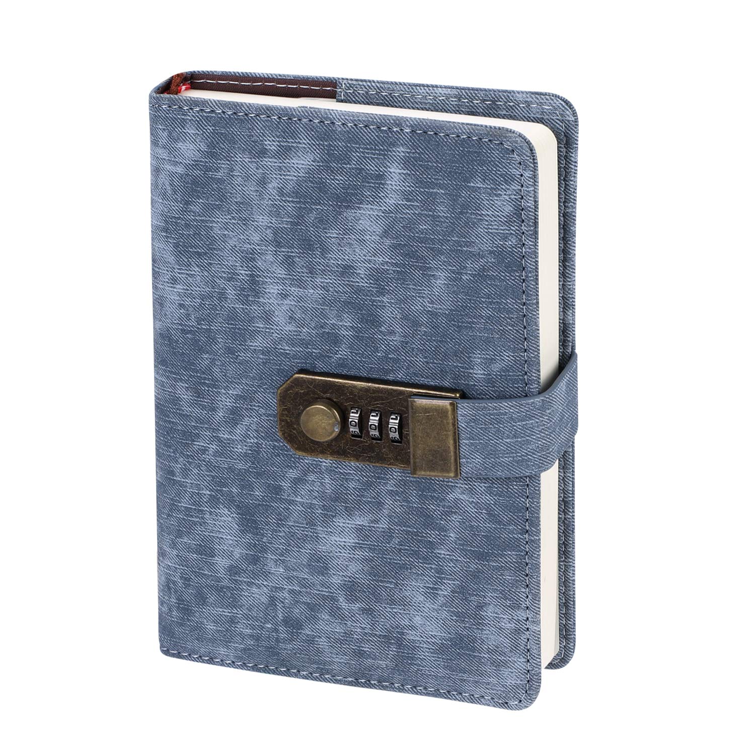 ITODA Lockable Notebook B6 Password Hardcover Planner Jotter Diary Notebook Travel Memo Journal Lined Drawing Writing Notepad 127 Pages Daily Secret Diary with Code Lock,100 gsm Paper