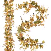 2 Pack Fall Maple Leaf Garland Clearance - 6.5ft/Piece Artificial Fall Foliage Garland Autumn Decoration for Home Wedding Halloween Party Thanksgiving