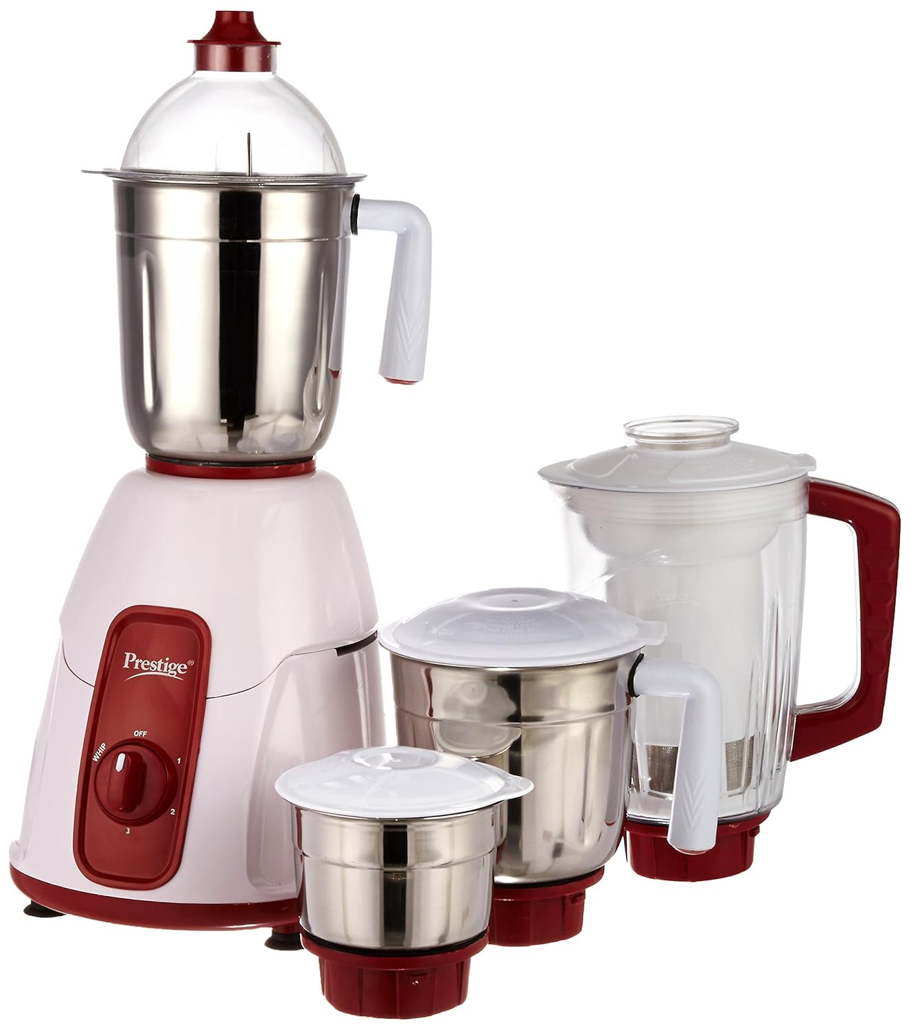 Prestige ELEGANT 750 W Juicer Mixer Grinder  (Red,  4 Jars)