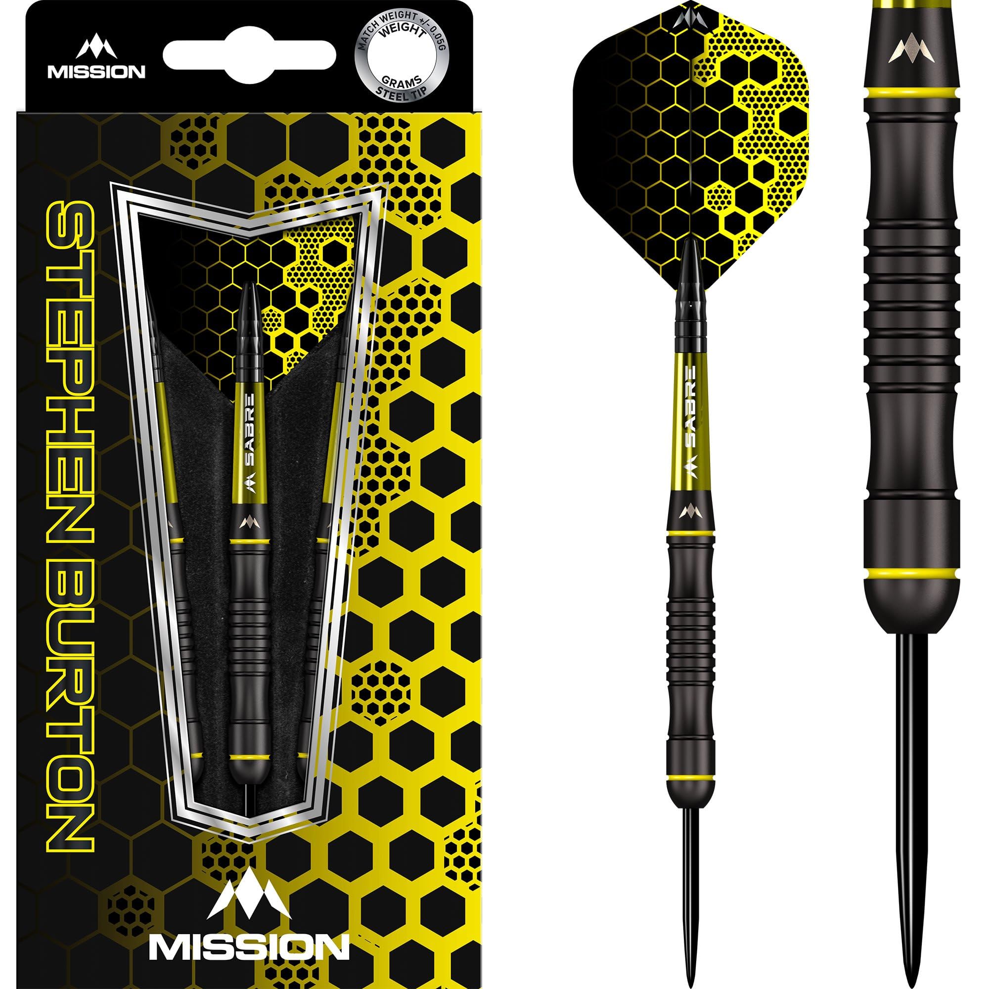 Mission Darts Stephen Burton Darts | Steel Tip | Black Titanium | Bertie, 90% Tungsten, 25g (D1652)