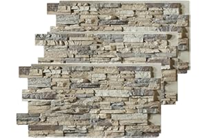AZ Faux High-Density Polyurethane Faux Stone Wall Covering Panels for Interior and Exterior Decor | Stacked Stone Siding | Sedona | 48" L x 24" H x 2" D | 3-Panels | Ocean Mist