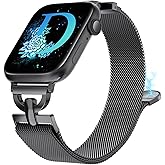 BEEXI Stainless Steel Magnetic Loop Compatible with Apple Watch Band 38mm 40mm 41mm 42mm Women Metal Mesh D-shaped Clasp Strap for iWatch SE Series 10/9/8/7/6/5/4/3/2/1/Ultra(1/2) Black