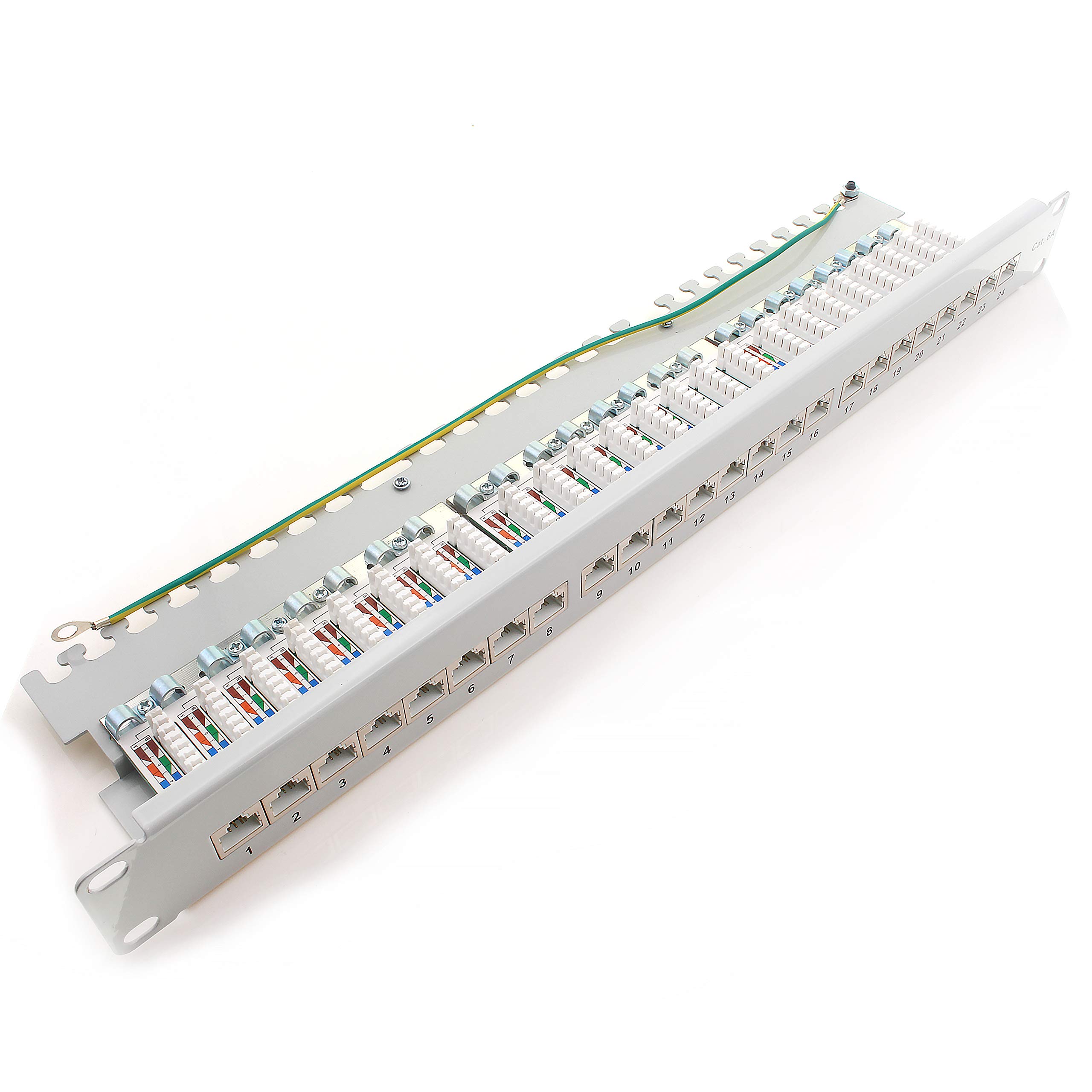 1aTTack.de 367468 Patch panel CAT6a 24 port white distribution panel LSA+ connection technology network distribution - RJ45 - TIA 568 A/B - white — image 1