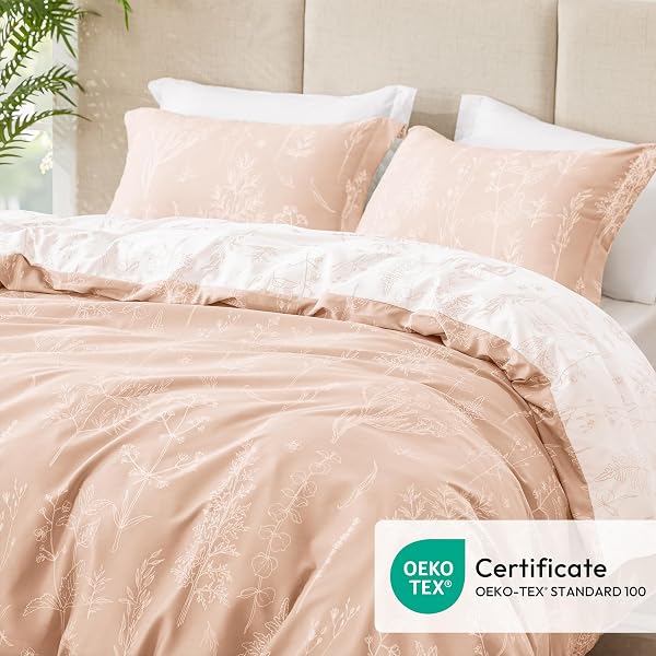 LOVE’S CABIN PINK QUEEN COMFORTER SET – QUEEN SIZE COMFORTER SET, 3 PIECES CUTE FLORAL BEDDING SETS FOR ALL SEASONS,1 SOFT REVERSIBLE BOTANICAL FLOWERS COMFORTER AND 2 PILLOW SHAMS