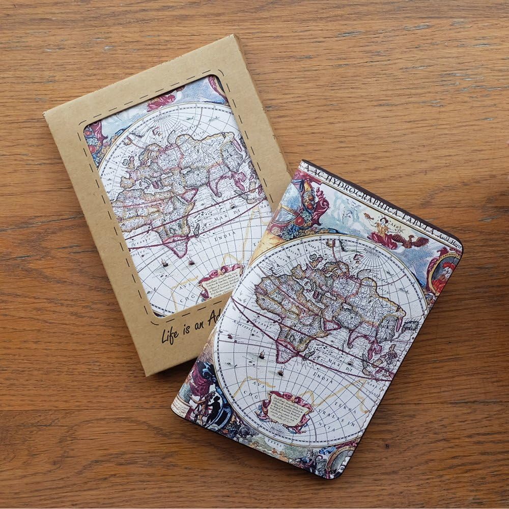  | Novelty Leather Passport Cover - Vintage Passport Wallet - Travel Accessory Gift - Vintage World Map Cover - Travel Wallet for Women and Men | Passport Covers