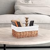 Woodluv Brown Wicker Storage Basket with Off White Lining Small view 4