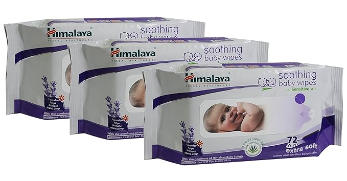 Himalaya Soothing Baby Wipes (Multicolour) -72 Pieces x 3