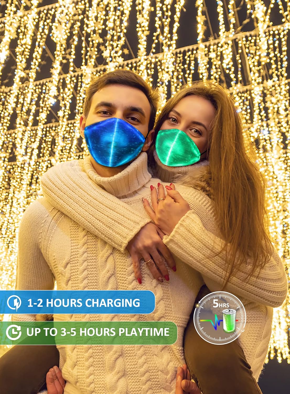 7 Color Lights LED Light up Face Mask USB Rechargeable Glowing Luminous Dust Mask for Christmas Party Festival Dancing Rave Masquerade Costumes (Face Mask): Clothing